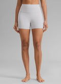CRZ YOGA Women's Yoga High Rise Biker Shorts Nakedfeel Shorts 4'' Platinum Grey