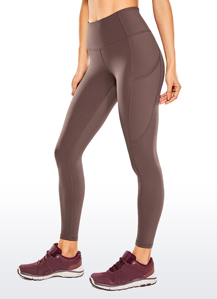 CRZ YOGA Women's Yoga Train High Rise Nakedfeel Pocket Leggings 25'' Purple Taupe