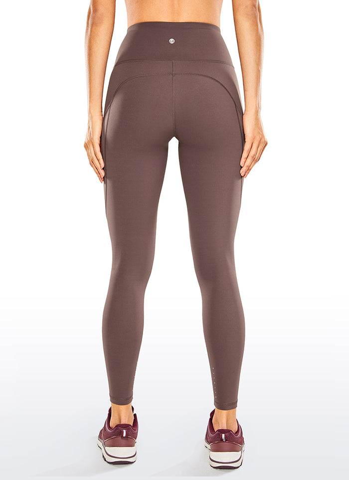 CRZ YOGA Women's Yoga Train High Rise Nakedfeel Pocket Leggings 25'' Purple Taupe