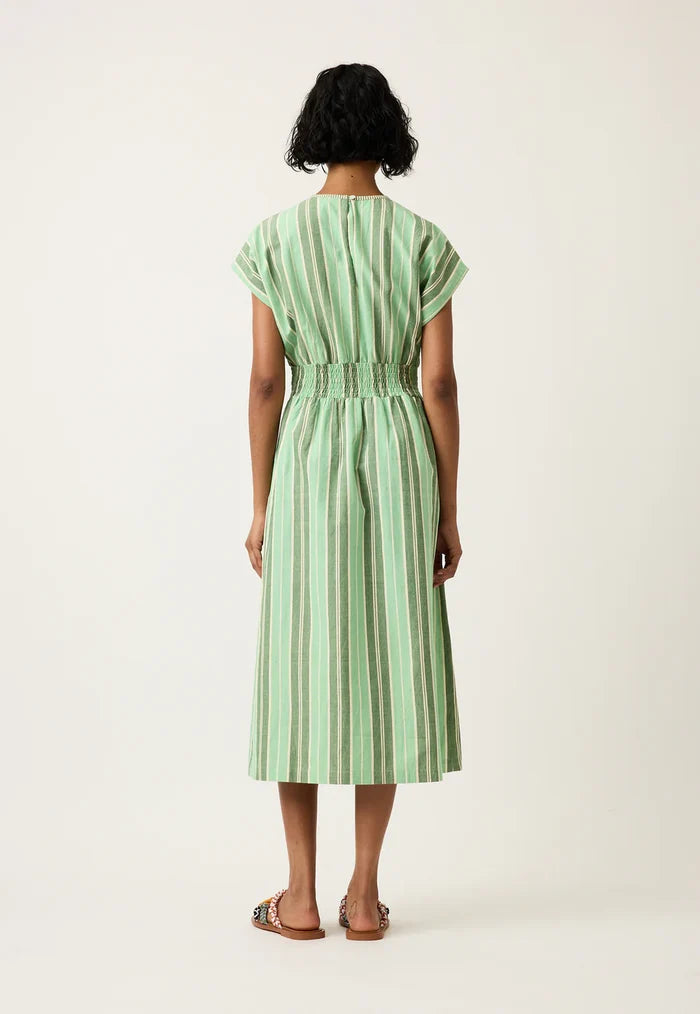 Nancybird - Hana Wrap Dress - Green Stripe - S26-A53GS