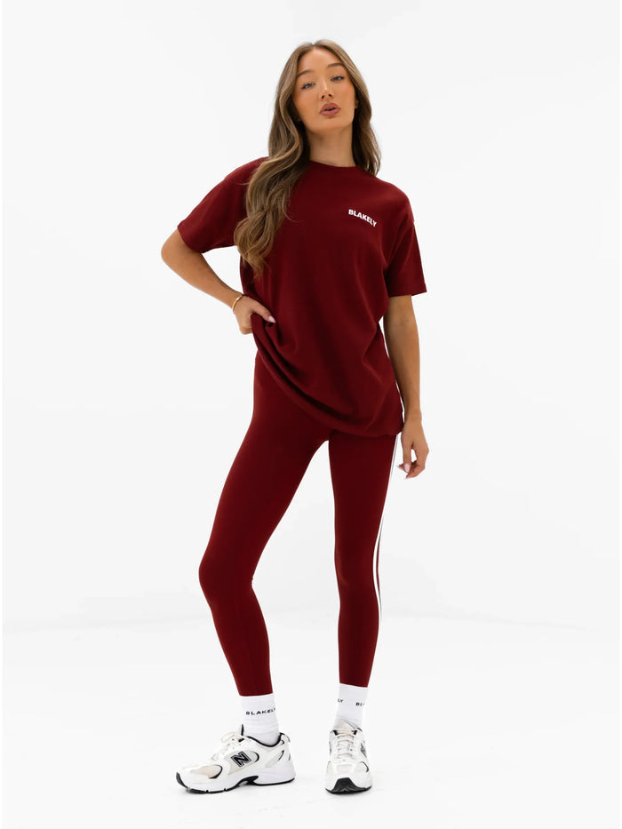 Naomi Oversized T-Shirt - Maroon Red