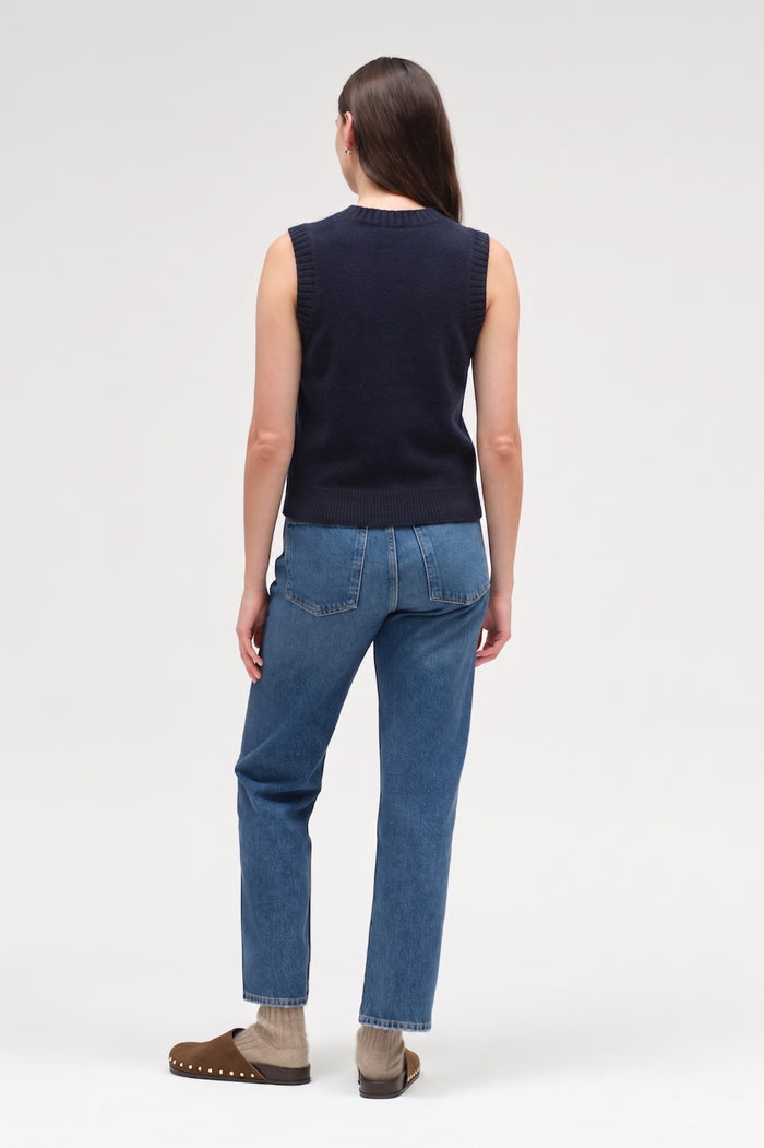 Navy Wool-Cashmere Tank