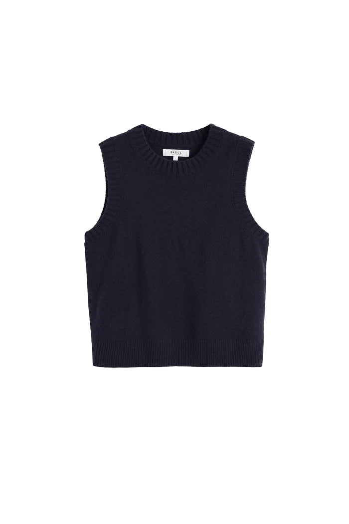 Navy Wool-Cashmere Tank