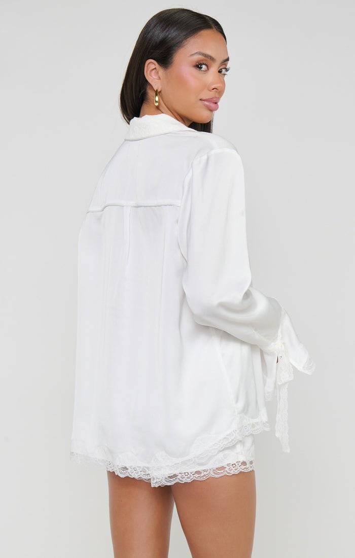 New Beginning PJ Set ~ Ivory Luxe Satin