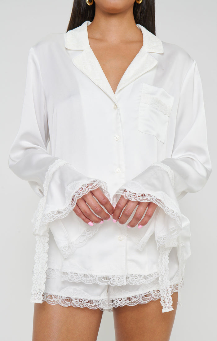 New Beginning PJ Set ~ Ivory Luxe Satin