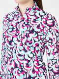 New SanSoleil Women's SolTek LUX 1/4 Zip Golf Sun Shirt  - Palazzo Fuchsia Size S MSP$104