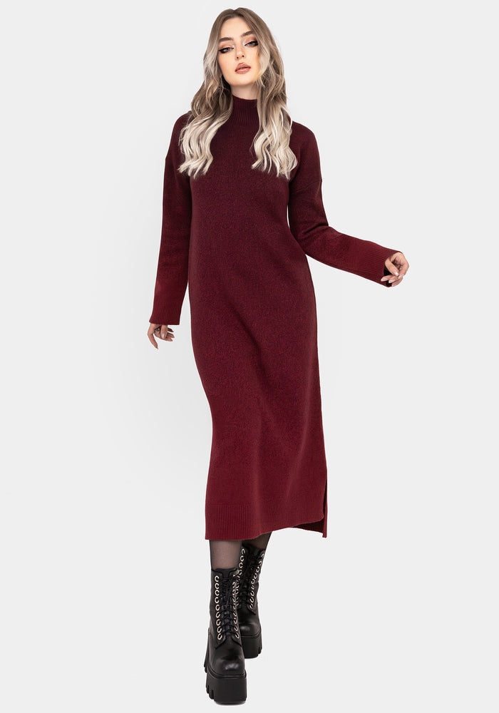 Nightjar Ombre Knit Maxi Dress - Red