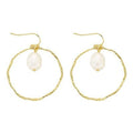 Nox Gold Circle Earring with Pearl Dangle Meghan Browne Accessories