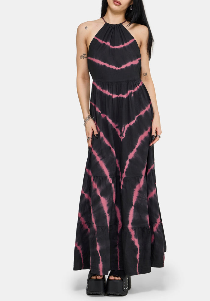 Noxielle Tie Dye Halter Neck Racer Maxi Dress