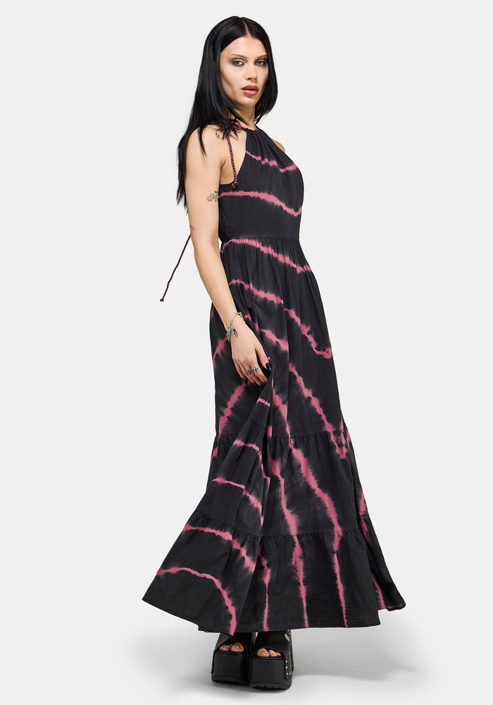 Noxielle Tie Dye Halter Neck Racer Maxi Dress