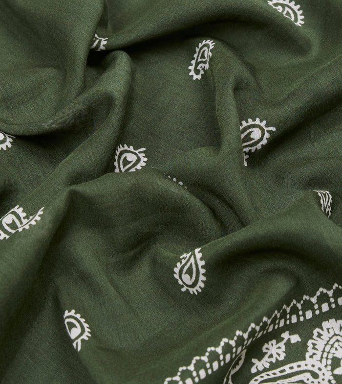 Olive Paisley Cotton-Silk Bandana