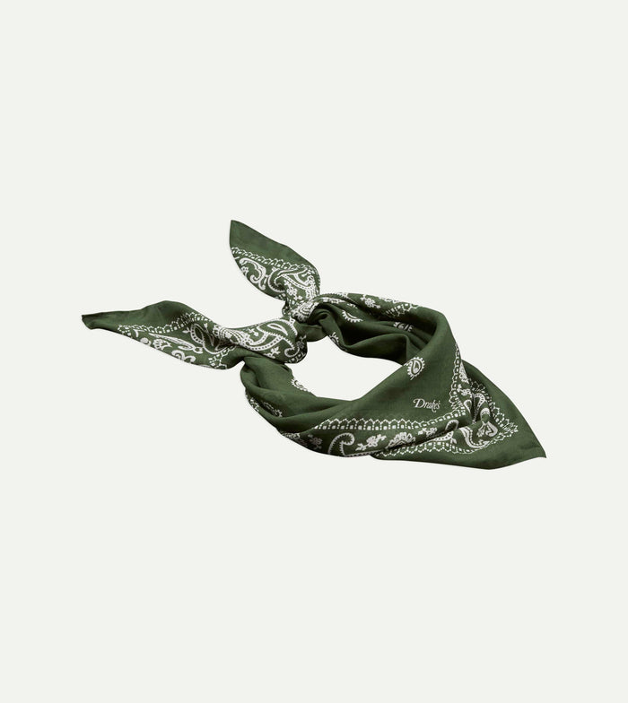 Olive Paisley Cotton-Silk Bandana
