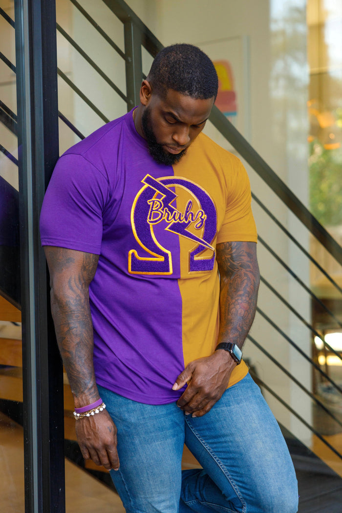 Omega Psi Phi Half Purple/Gold Bruhz Chenille Tee
