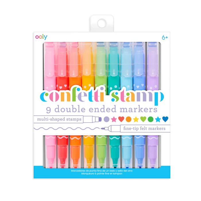 Ooly - Confetti Stamp Double-Ended Markers - Set of 9