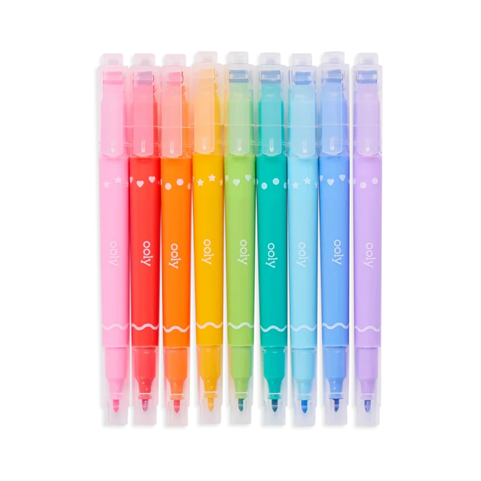 Ooly - Confetti Stamp Double-Ended Markers - Set of 9
