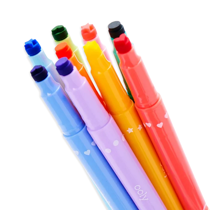 Ooly - Confetti Stamp Double-Ended Markers - Set of 9