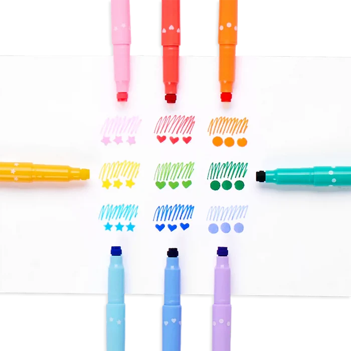 Ooly - Confetti Stamp Double-Ended Markers - Set of 9