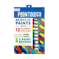 Ooly - Paintology Acrylic Paint Set of 12 and 2 Brushes - Classic Colors