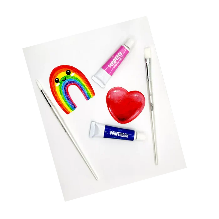 Ooly - Paintology Acrylic Paint Set of 12 and 2 Brushes - Classic Colors