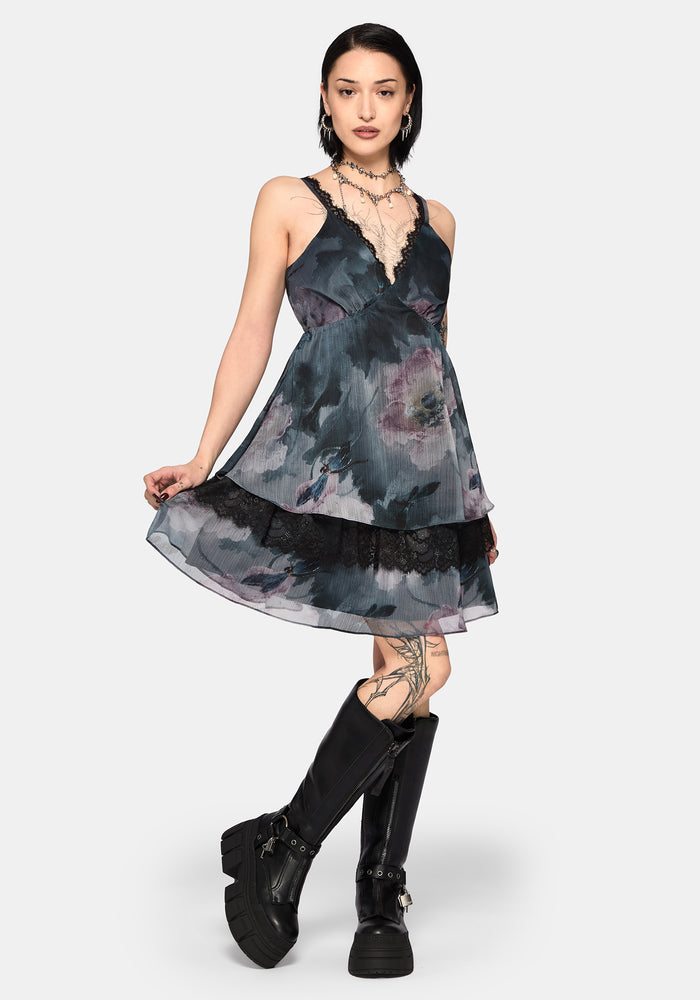 Ophelie Chiffon Lace Cami Mini Dress