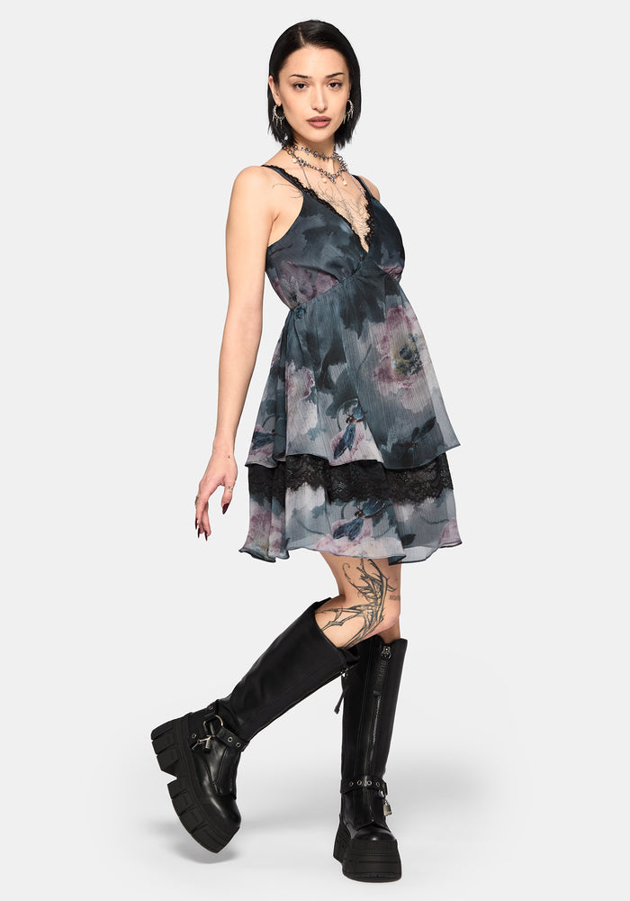Ophelie Chiffon Lace Cami Mini Dress
