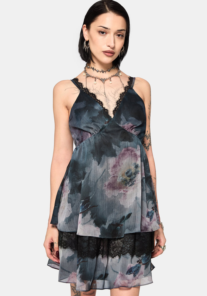 Ophelie Chiffon Lace Cami Mini Dress