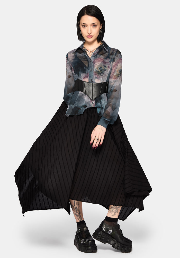 Ophelie Chiffon Printed Cinch Shirt