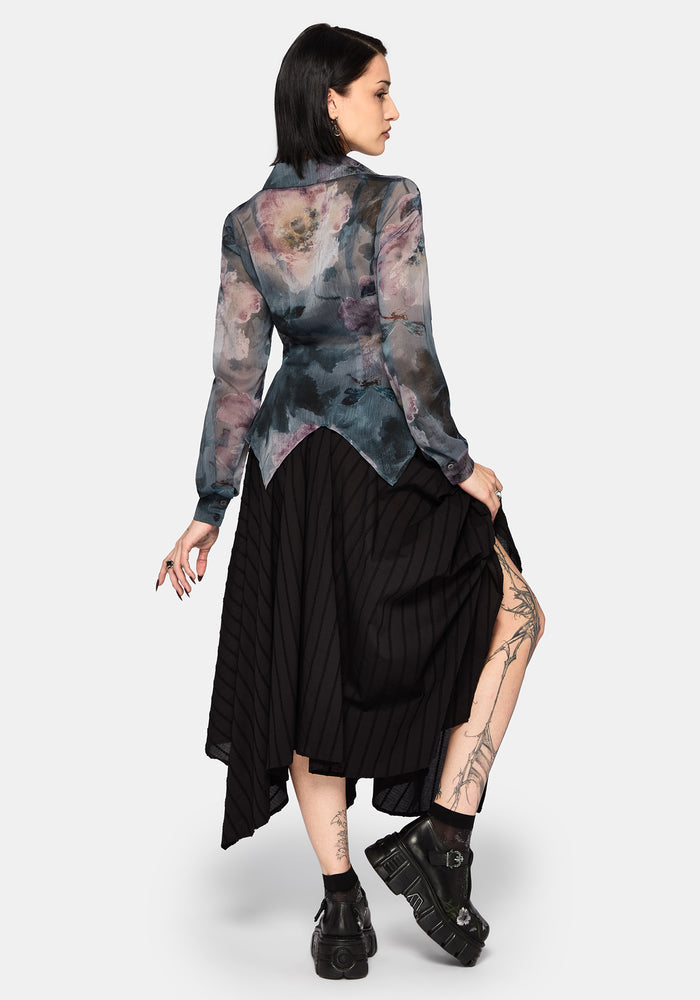 Ophelie Chiffon Printed Cinch Shirt