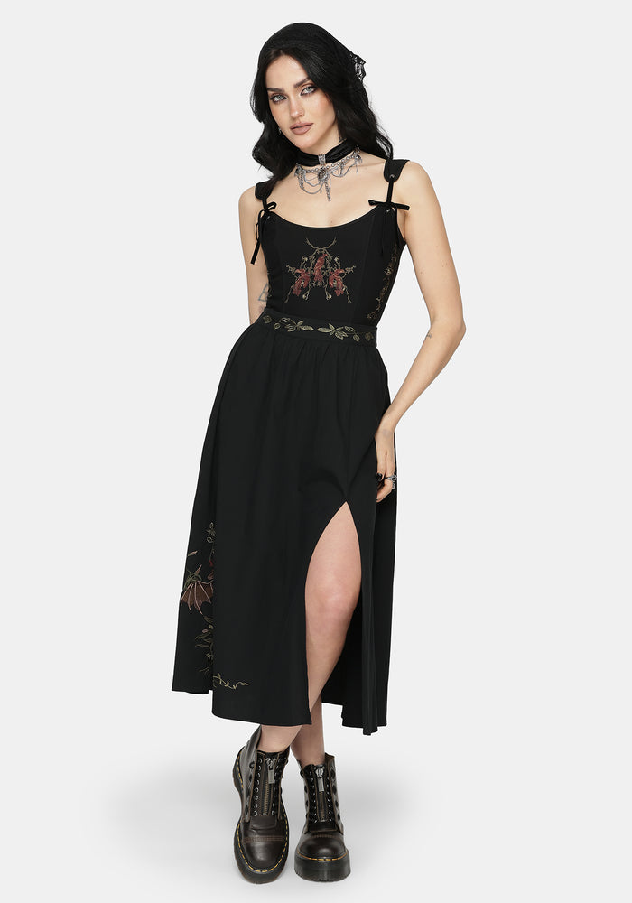Orena Bat Embroidered Midaxi Skirt