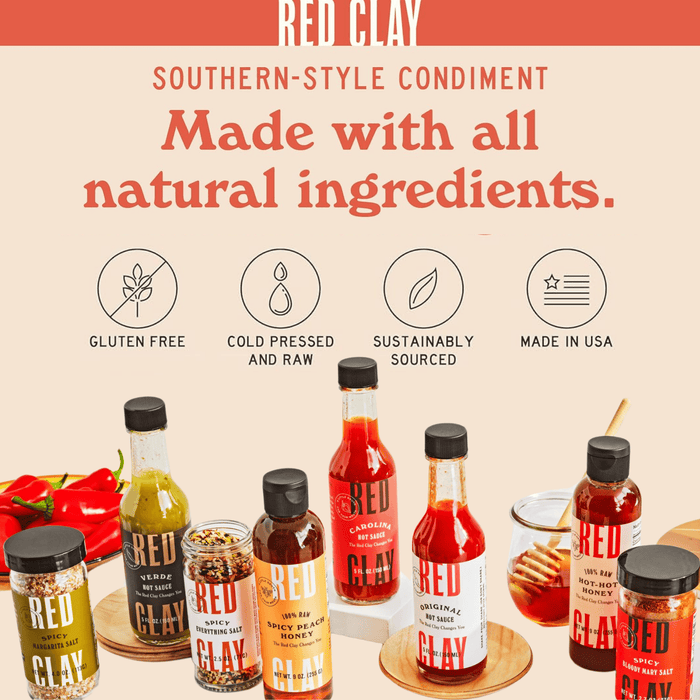 Original Southern Hot Sauce - Spicy Condiments, Made in USA Red Clay Hot Sauce