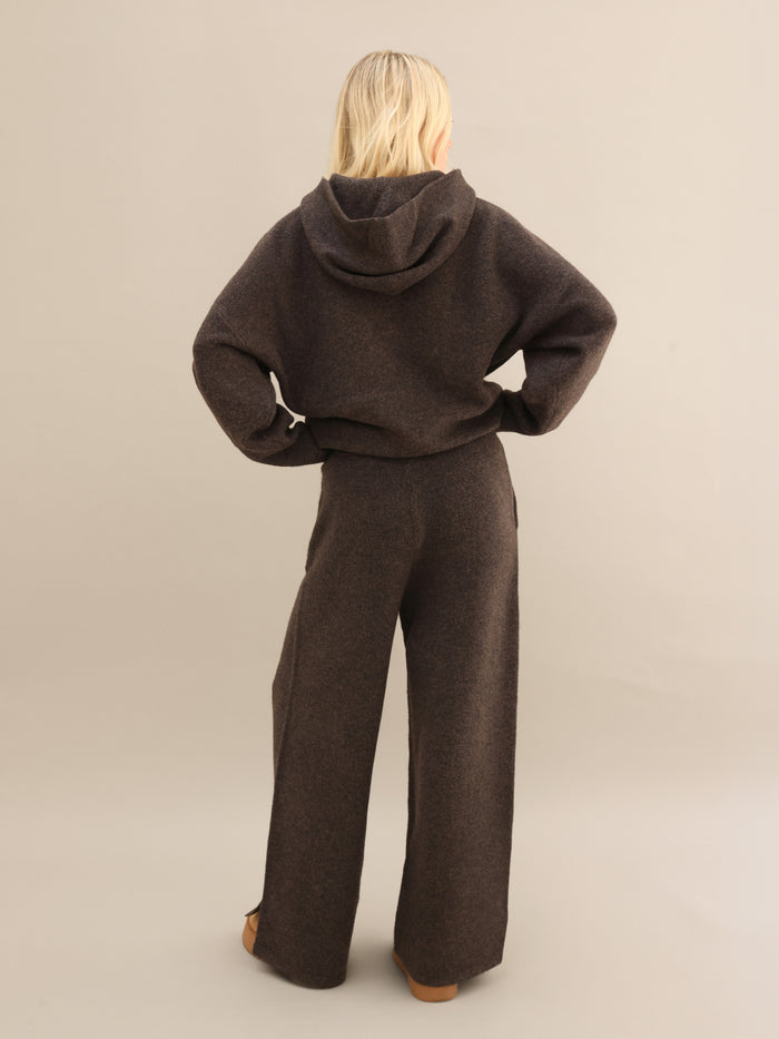 Oversized Knitted Hoodie - Chocolate Brown