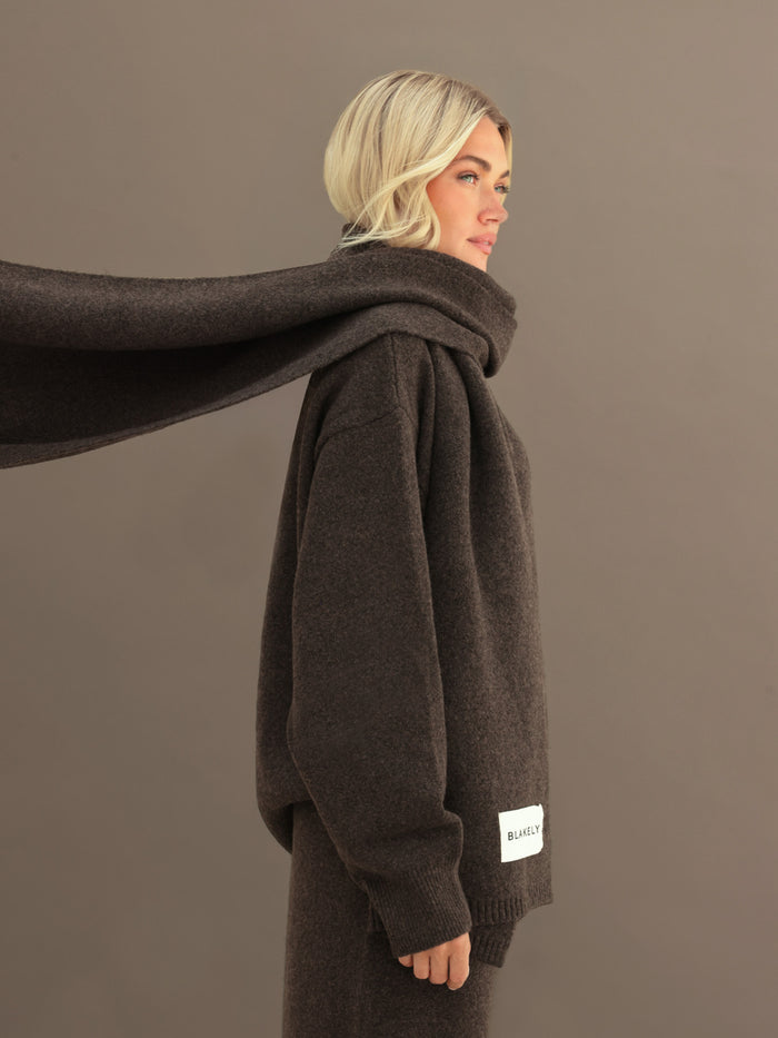 Oversized Knitted Jumper - Chocolate Brown