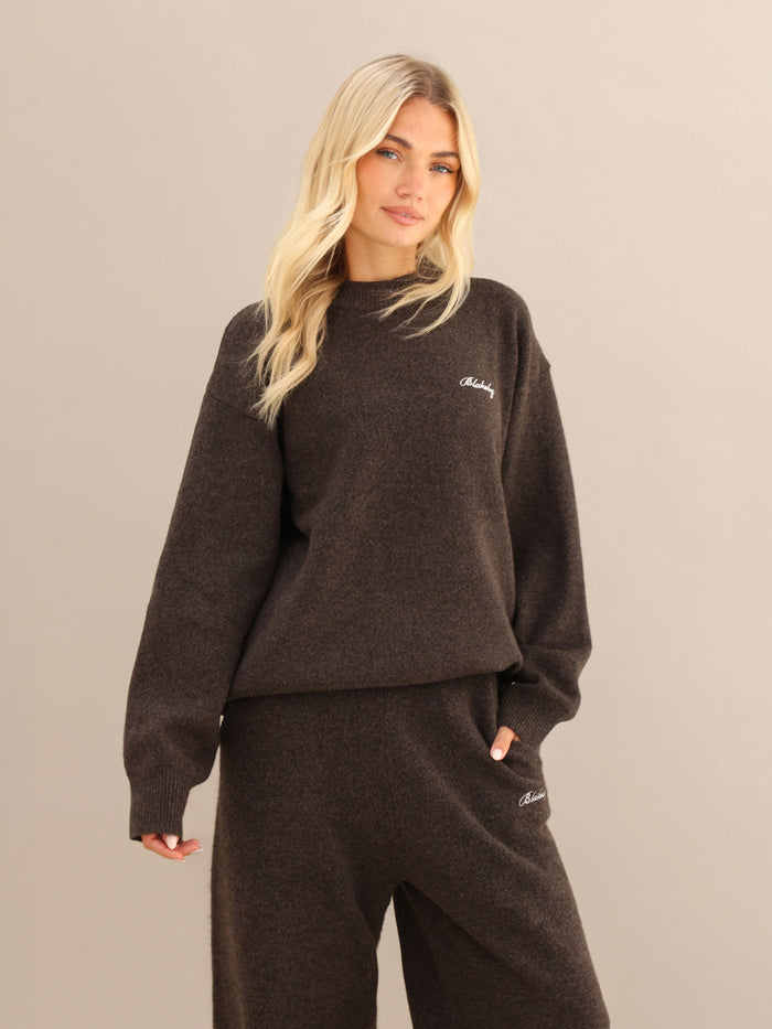 Oversized Knitted Jumper - Chocolate Brown