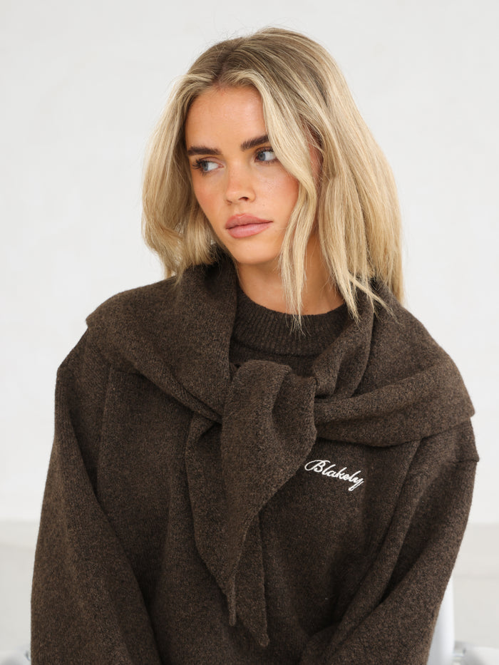 Oversized Knitted Jumper - Chocolate Brown
