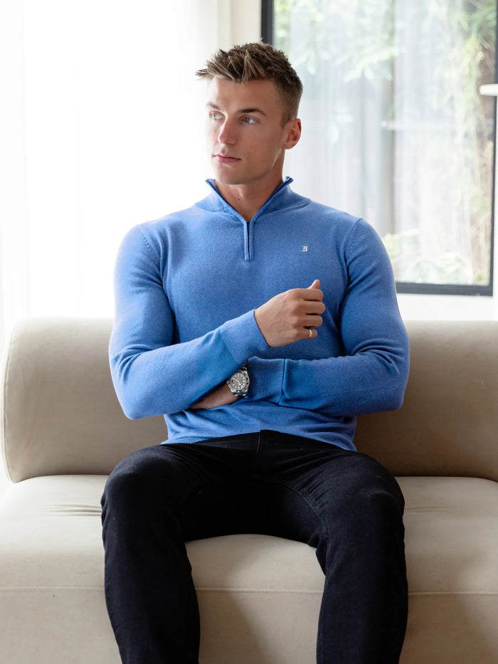 Oxbridge 1/4 Zip Jumper - Blue