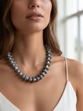 PEARLS GONE WILD Ashanti Glass and Pearl Beaded Necklace - Dk Grey Farrah B Jewelry Necklace