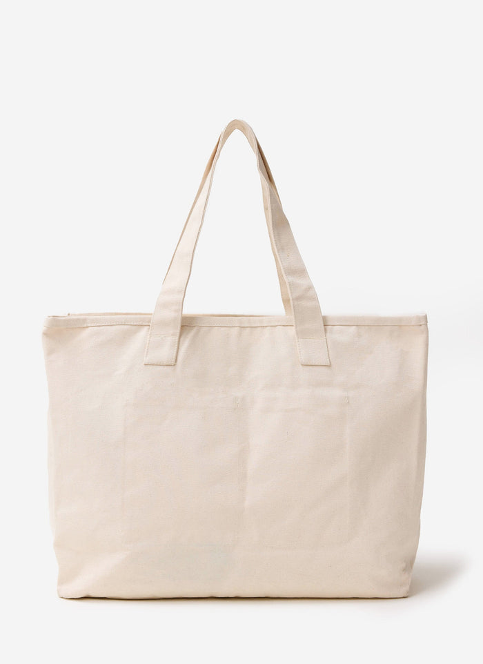 The ecru cotton Perci and Rossi Martini tote bag from Percival, showing the plain back against a studio background.