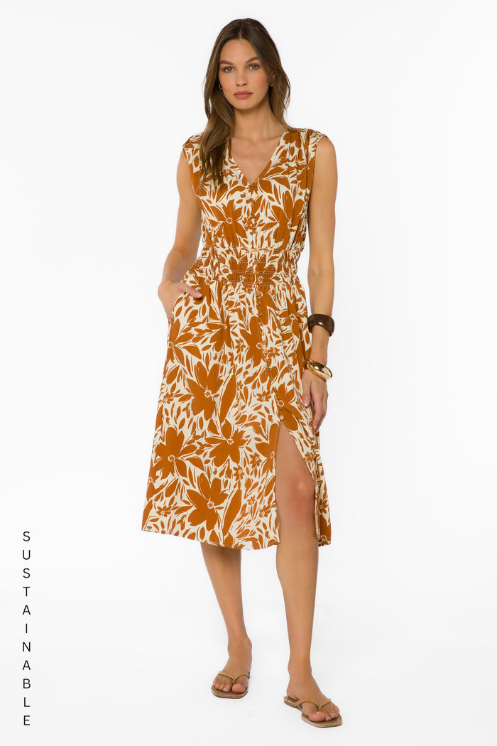 Persa Cocoa Floral Dress