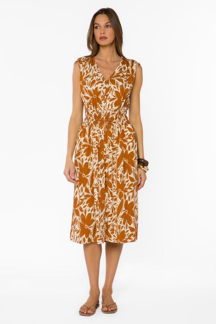 Persa Cocoa Floral Dress