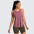 CRZ YOGA Women's Yoga Loose Fit Tops Pima Cotton Tank Split Open Back Moss Rose
