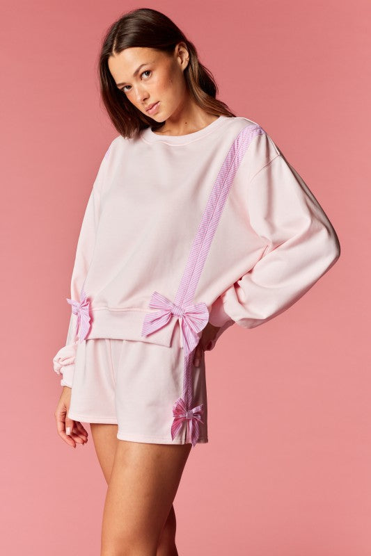Pink Bow Detail Lounge Set