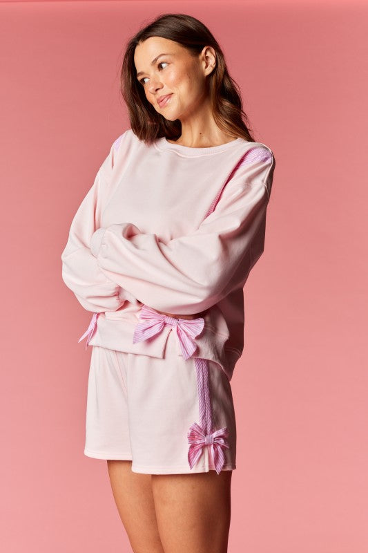 Pink Bow Detail Lounge Set
