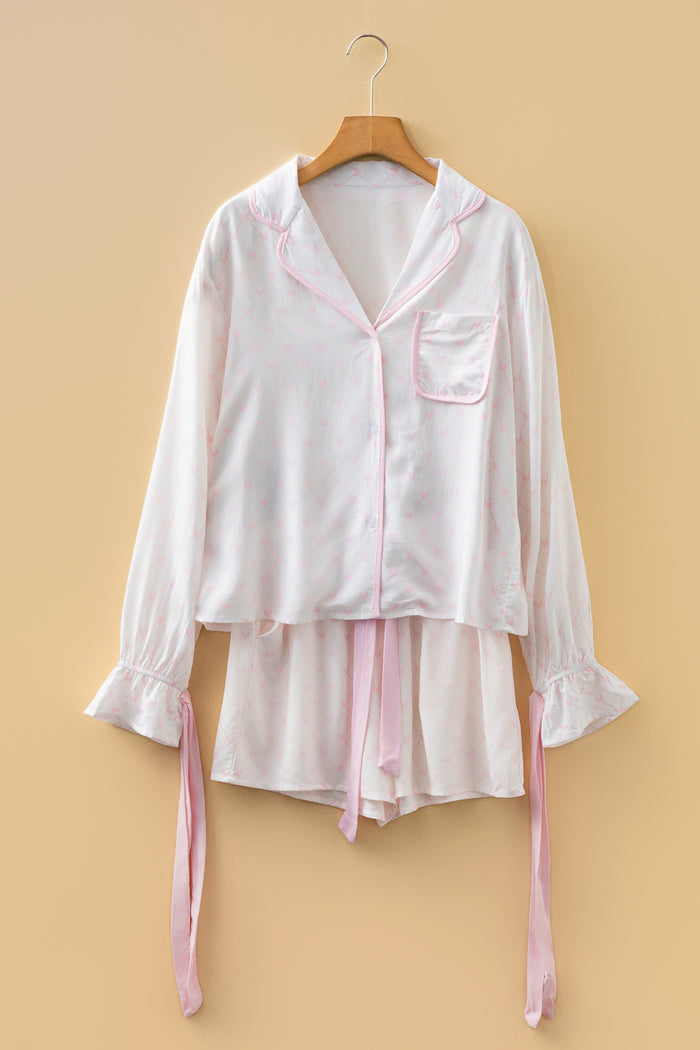 Pink Bow Pajama Short Set