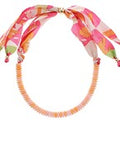 Pink & Orange Marble Beaded Scarf Necklace