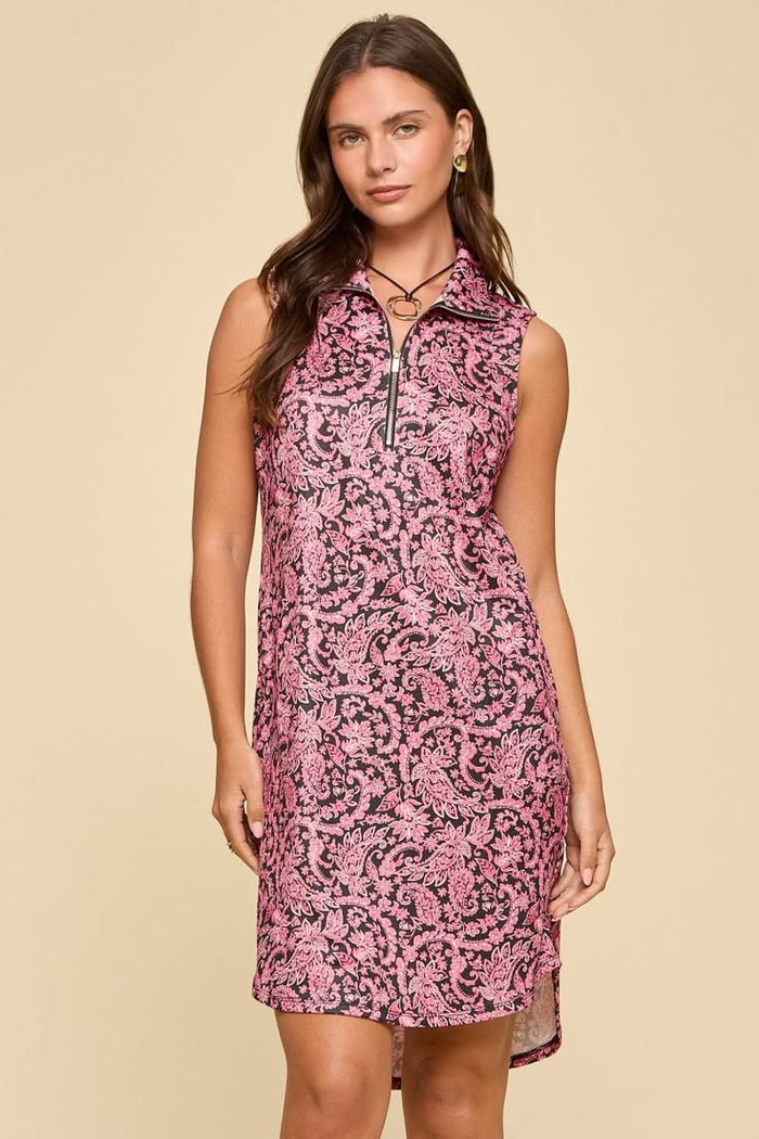 Pink Paisley Sleeveless Dress