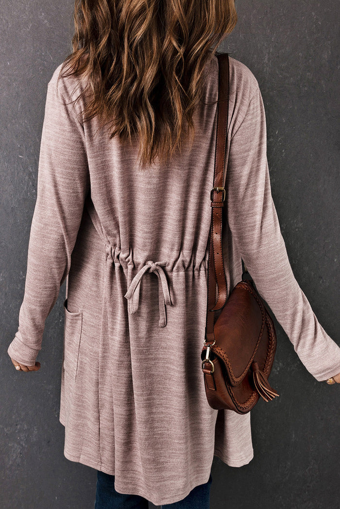 Pink Tunic Back Open Front Cardigan with Pockets - Sweaters & Cardigans/Cardigans