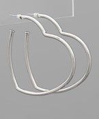 Plated Brass Heart Hoop Earrings