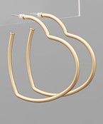 Plated Brass Heart Hoop Earrings