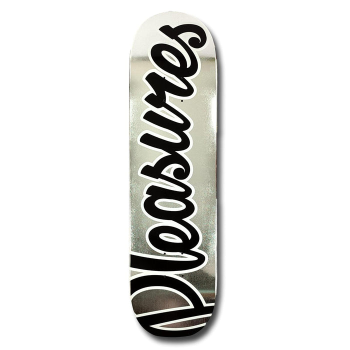PLEASURES SKATEBOARDS LOGO CLASSIC DECK SILVER FOIL 8.0"
