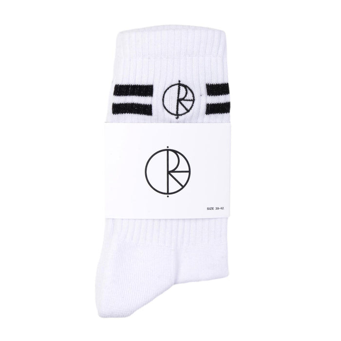 POLAR STROKE LOGO SOCKS WHITE BLACK